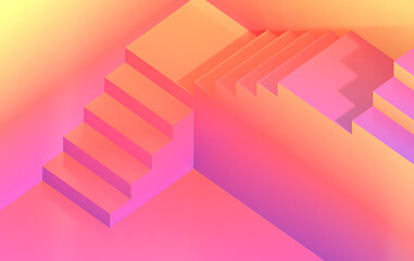 3d pedestal for demonstration of goods in isometric, gradient colors, render