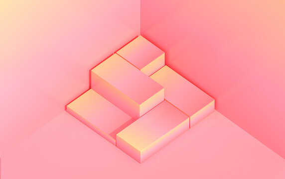 3d pedestal for demonstration of goods in isometric, gradient colors, render