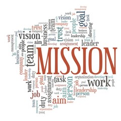 Mission vector illustration word cloud isolated on a white background.