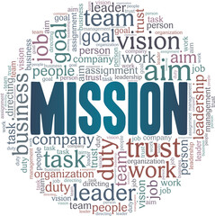 Mission vector illustration word cloud isolated on a white background.