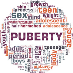 Obraz premium Puberty vector illustration word cloud isolated on a white background.