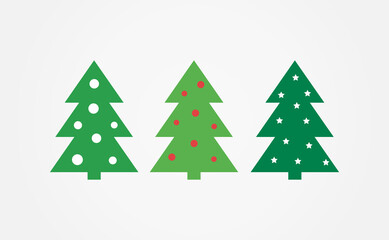 Three green Christmas trees.