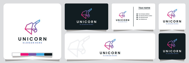 unicorn , technology , with line art style, logo design inspiration © dhulpikir