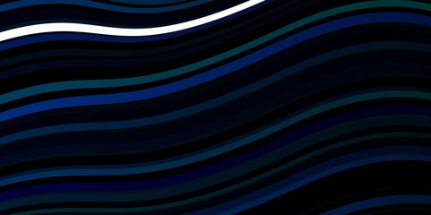 Dark Blue, Green vector background with wry lines. Abstract illustration with bandy gradient lines. Design for your business promotion.