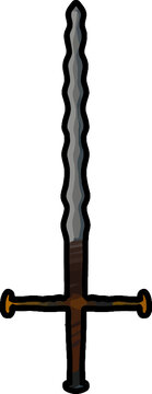 hand drawn european flamberge sword