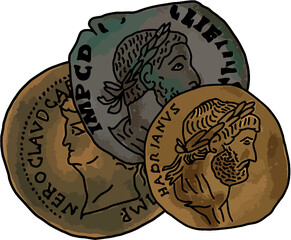 hand drawn roman coin sesterces