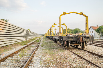 Obraz premium Steel construction of railway sleepers 