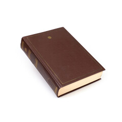 Book in brown cover with white sheets isolated on a white background