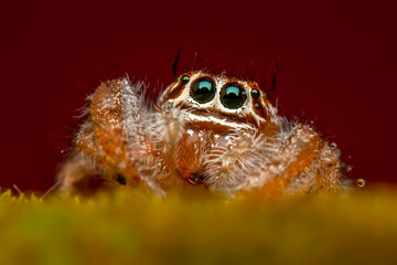 Close up  beautiful jumping spider  