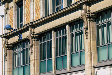 Obraz premium View of the facade of a historical building located in Reims, a city in the Grand Est region of France and one of the oldest in Europe