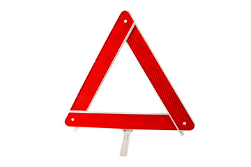 Red emergency triangle on a white with clipping path.t..