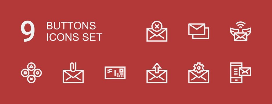 Editable 9 buttons icons for web and mobile