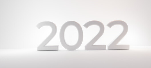 2022 white letters 3d-illustration design
