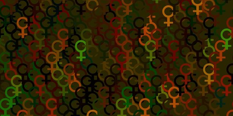 Light Green, Yellow vector texture with women's rights symbols.
