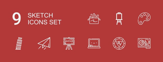 Editable 9 sketch icons for web and mobile