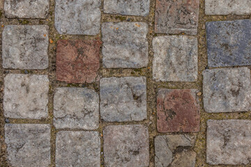 Cobbled pavement of an historic city. Karlovy Vary, Czechia