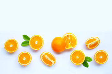 High vitamin C, Juicy and sweet. Fresh orange fruit  on white.