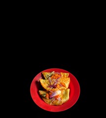 Chicken empanadas on black background. typical food of Guatemala