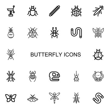 Editable 22 butterfly icons for web and mobile