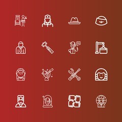 Editable 16 worker icons for web and mobile