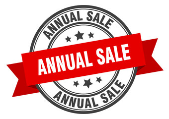 annual sale label sign. round stamp. band. ribbon