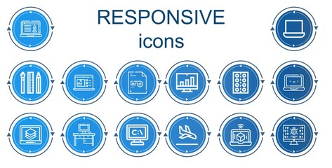 Editable 14 responsive icons for web and mobile