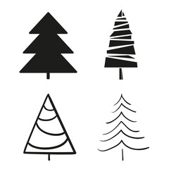 Obraz premium Christmas tree on white. Xmas trees. Black and white illustration