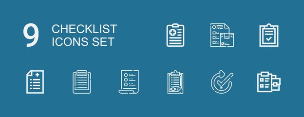 Fototapeta premium Editable 9 checklist icons for web and mobile