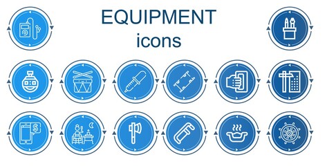 Editable 14 equipment icons for web and mobile