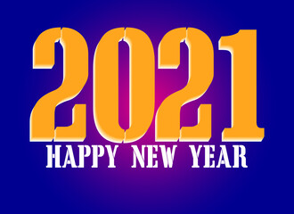 Happy new year 2021 template. Design for banner, greeting cards, brochure or print. Vector illustration. 