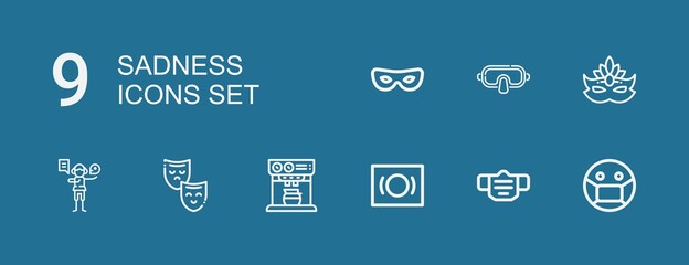 Editable 9 sadness icons for web and mobile