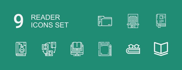 Editable 9 reader icons for web and mobile