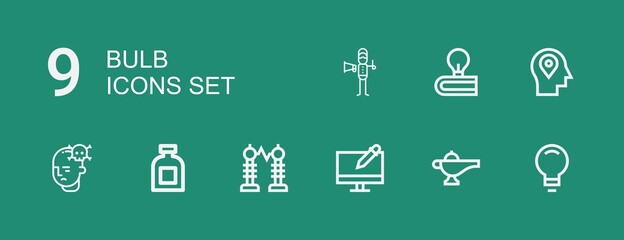 Editable 9 bulb icons for web and mobile