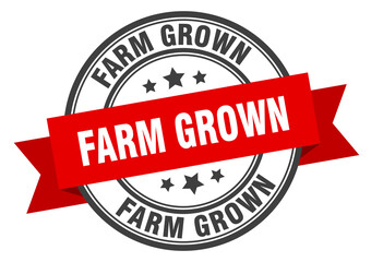 farm grown label sign. round stamp. band. ribbon