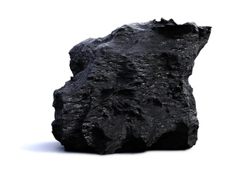 dark and unusual rock isolated with shadow on white background