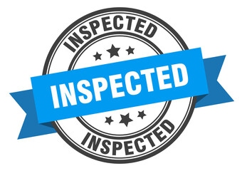 Fototapeta premium inspected label sign. round stamp. band. ribbon
