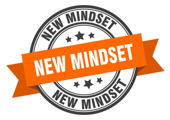 new mindset label sign. round stamp. band. ribbon