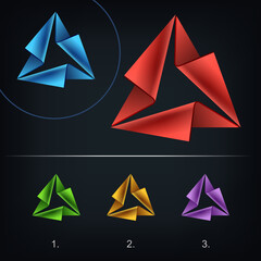 Triangular abstract logo, Stylized business logo idea, Vector illustration