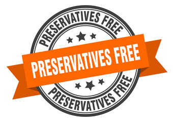 preservatives free label sign. round stamp. band. ribbon