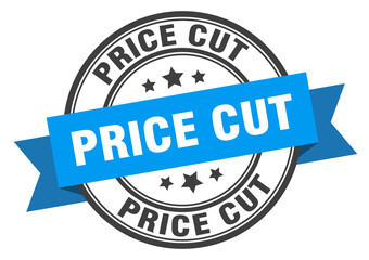 price cut label sign. round stamp. band. ribbon