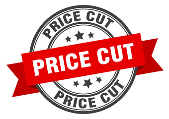 price cut label sign. round stamp. band. ribbon