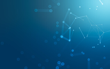 Abstract background. Molecules technology with polygonal shapes, connecting dots and lines. Connection structure. Big data visualization.