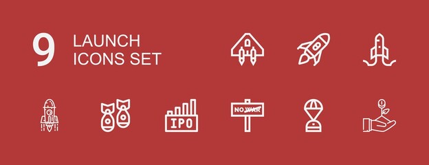 Editable 9 launch icons for web and mobile