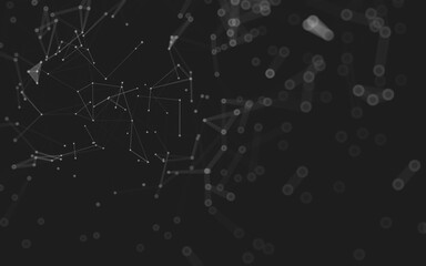 Abstract background. Molecules technology with polygonal shapes, connecting dots and lines. Connection structure. Big data visualization.