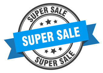 Fototapeta premium super sale label sign. round stamp. band. ribbon