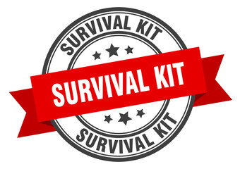 Fototapeta premium survival kit label sign. round stamp. band. ribbon