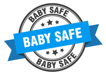 baby safe label sign. round stamp. band. ribbon