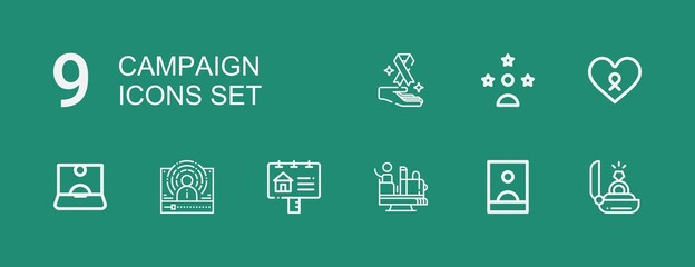 Editable 9 campaign icons for web and mobile