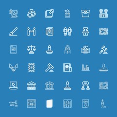 Editable 36 legal icons for web and mobile