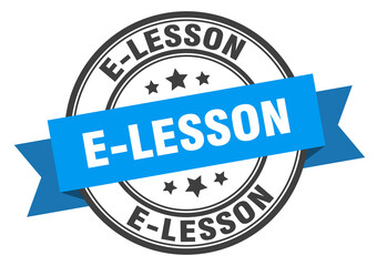 e-lesson label sign. round stamp. band. ribbon
